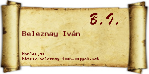 Beleznay Iván névjegykártya