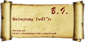 Beleznay Iván névjegykártya